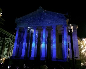 Gallier Hall as a starry sky and galaxy in New Orleans.