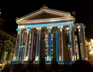 Gallier Hall light show in New Orleans.