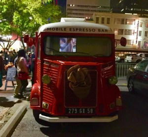 Little red vintage coffee truck.